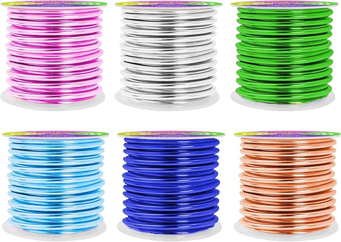 Mandala Crafts 8 Gauge Anodized Aluminum Craft Wire for Jewelry Making - 120 FT Colored Flexible Silver Copper Ice Blue Pink Ice Blue Green Wire - Bendable for Bonsai Armature Crafting Sculpting