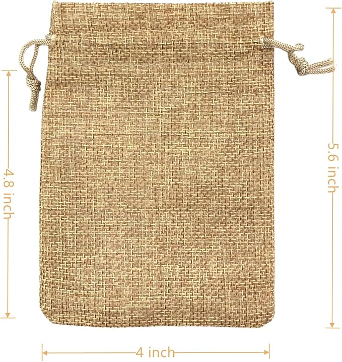 Palmhomee Pack of 25 Burlap Gift Bags with Drawstring Linen Jewelry Pouches Wedding Hessian Jute Bags for Birthday Jewelry and Treat Pouches Party Wedding Favors Gift Art and DIY Craft (4x5.6 Inch,