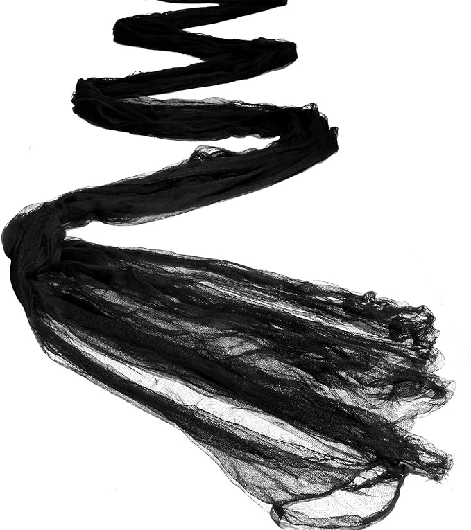 Boao Halloween Cheese Cloth 85 x 197 Inch Black Cheesecloth Roll for Crafts Large Cotton Muslin Gauze Fabric for Halloween Outdoor & Indoor Spooky Decoration