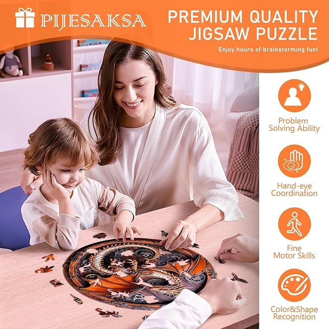 Wooden Puzzles for Adults, Mechanical Dragon Wooden Jigsaw Puzzles for Adults, Wood Puzzles Adult, Unique Animal Shape, Gifts for Friends and Family, Wall Art Canvas Puzzle (L -13.4*13.3in -300 pcs)