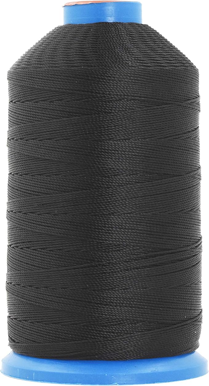 Mandala Crafts Bonded Nylon Thread Black Heavy Duty Sewing Threads - 800 YDs Size 277 840D T270 Tex 270 Thread for Leather Jeans Weaving Outdoor Marine Upholstery Threads