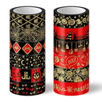 Whaline 12 Rolls Halloween Washi Tapes Red Black Foil Gold Decorative Tapes Skull Spider Web Pumpkin Pattern Masking Tapes for Halloween Scary Scrapbook Journal DIY Craft Gift Wrapping, 9.8Ft