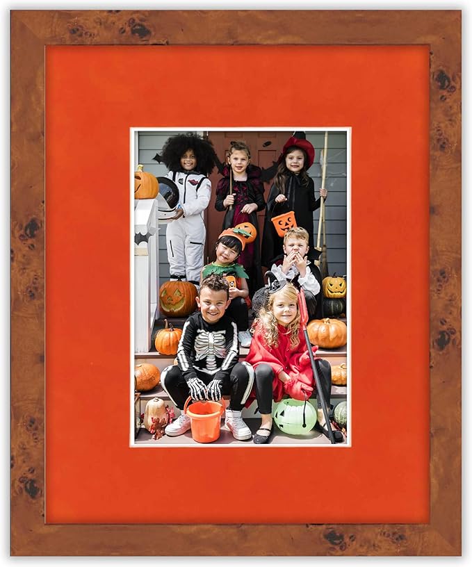 Pack of 25 Acid Free 11x14 Mats Bevel Cut for 8.5x11 Photos - Orange Suede Precut Matboards With Backing Boards and Clear Photo Mat Bags For Pictures, Photos, Framing - 4-ply Thickness