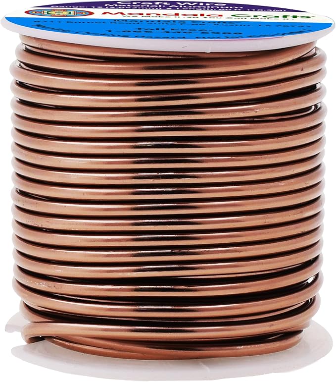Mandala Crafts 12 Gauge Anodized Aluminum Craft Wire for Jewelry Making - 60 FT Colored Flexible Light Brown Wire - Bendable for Bonsai Armature Crafting Sculpting