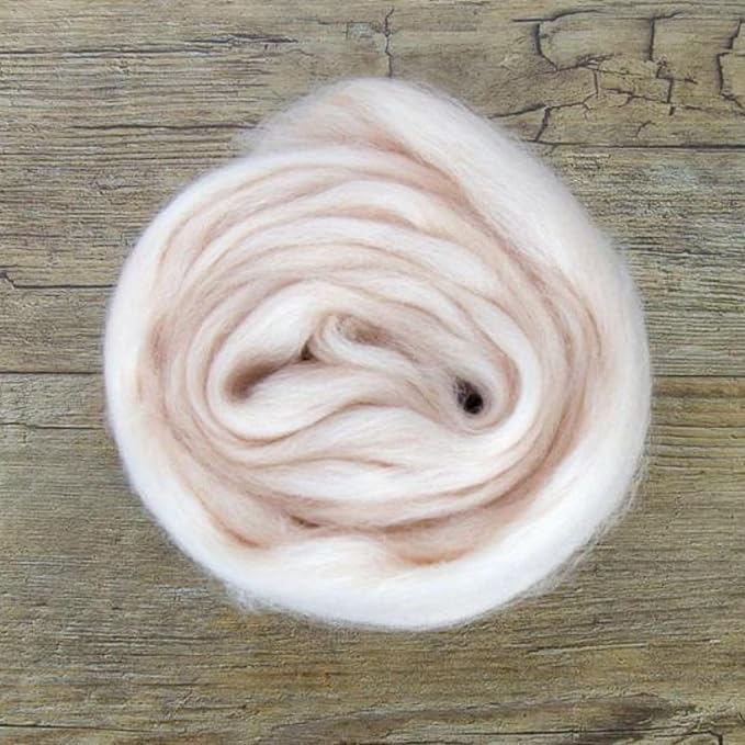 Revolution Fibers Dyed Corriedale Wool | 8 Ounces of Premium Combed Wool Top | 26 Micron, 100% Pure Corriedale Wool Roving, Ethically Sourced (Eggshell Biege)