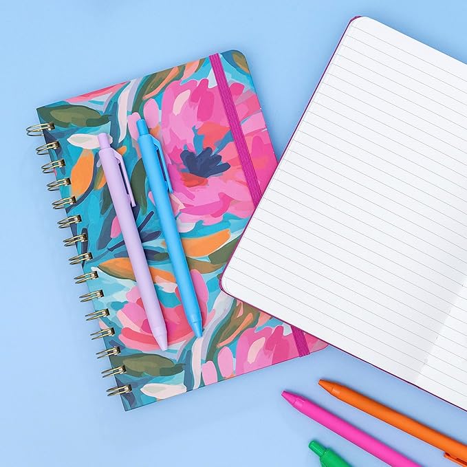 PAPERAGE Lined Spiral Journal Notebook, (Cherry Blossom/Fruit), 160 Pages, Hardcover Journal for Women & Men, Medium 5.5 in x 8 in - 100 GSM, Thick Paper, Spiral Notebook for Work, School & Journaling