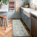 Lahome Washable Runner Rug 2x5, Bohemian Laundry Room Rug Low Pile Bathroom Runner Rugs with Rubber Backing, Printed Non-Slip Throw Carpet Runners for Kitchen Hallway Bedside, Beige