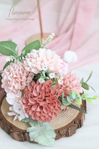 Floroom Artificial Dahlia Flowers 25pcs Real Looking Dusty Rose Shades Foam Fake Roses with Stems for DIY Wedding Bouquets Bridal Shower Centerpieces Floral Arrangements Party Tables Home Decoration