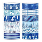 Whaline 12 Rolls Winter Washi Tape Blue White Snowflake Snowman Holiday Masking Tape Xmas Tree Reindeer Assorted Pattern Washi Tape for Scrapbook Journal DIY Craft Gift Wrapping Party Decor
