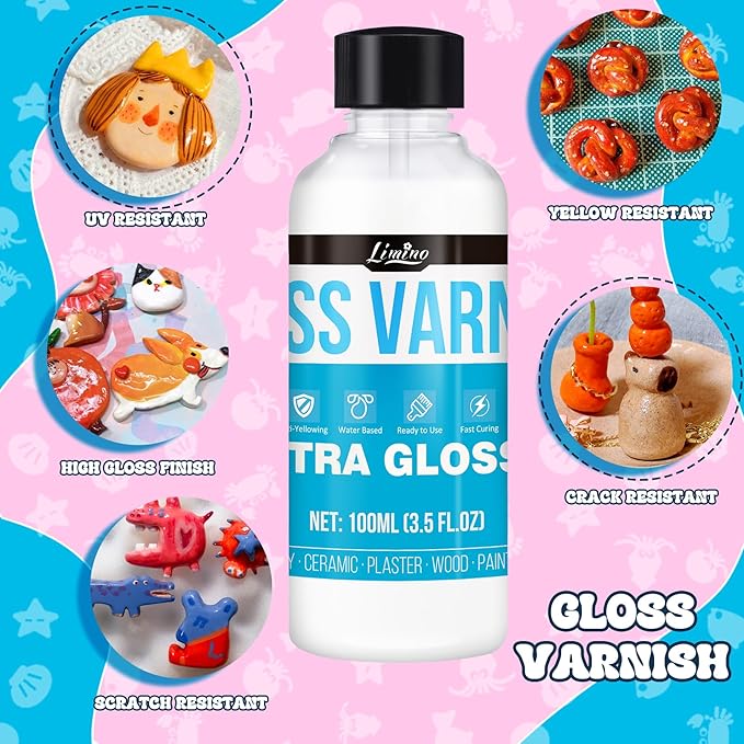 Air Dry Clay Varnish - 200ml Clay Glaze for Air Drying Clay, Gloss Varnish for Acrylic Painting, Pottery Glaze Clay Sealant to Prevent Scratches, Wear, Cracking - Non-Toxic, Enhance Color Vibrancy