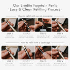 Wordsworth & Black Fountain Pen Set, Extra Fine Nib, Includes 24 Pack Ink Cartridges, Ink Refill Converter & Gift Box, Calligraphy, [All Black], Perfect for Men & Women