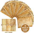 100GSM Vintage Parchment Printer Paper Set - 48 Sheets Antique A4, 8.3 x 11.2 inches, Double-sided Aged Look for Writing, Crafting, Scrapbooking, Invitations, Certificates, Artistic Projects