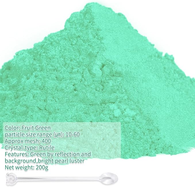 Mica Powder,200g/7.26oz Large Jar,Fruit Green Mica Powder Pigment for Epoxy Resin，Lip Gloss，Paint，Dye，Soap Making，Nail Polish,Candle Making,Bath Bombs