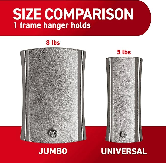 Command Universal Frame Hangers, Damage Free Hanging Picture Hangers, No Tools Frame Hanger for Living Spaces, 3 Metal Picture Frame Hangers and 8 Large Command Strips