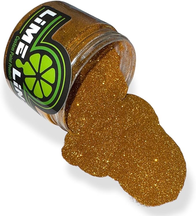 LiME LiNE Sprayable Metal Flake Paint Additive: Solvent Resistant Glitter for Automotive Custom Painting (Gold)