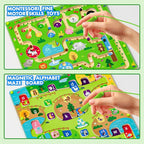 2 in 1 Magnetic Color and Number Maze Magnet Alphabet Counting Double Sided Board Wood Puzzle Fine Motor Skills Montessori Preschool Toys Gifts for Boys and Girls 3-5 Age (Big Zoo, One Size)