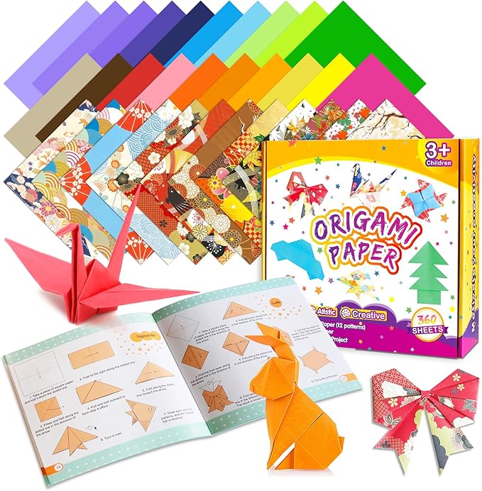 Pigipigi Kids Craft Origami Paper Kit for Kids Ages 5-8 8-12, with Guiding Book, 360 Sheets DIY Art and Crafts Supplies,Colorful Folding Papers Set Projects Gifts Activity for Boy Girl Toys(Japanese)