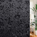 LEMON CLOUD Total Blackout Window Film Privacy Static Cling Frosted Black Window Covering 100% Opaque Film Tint Darkening Removable Film for High Privacy，(Blackout Tulip Design,23.6 x157.4 inches)