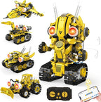 5-in-1 STEM Robot Building Kit for Kids Ages 8-16, Remote & App Controlled, Rechargeable Engineering Learning DIY Coding Toy, Educational Building Blocks Gift for Girls & Boys (673 PCS)