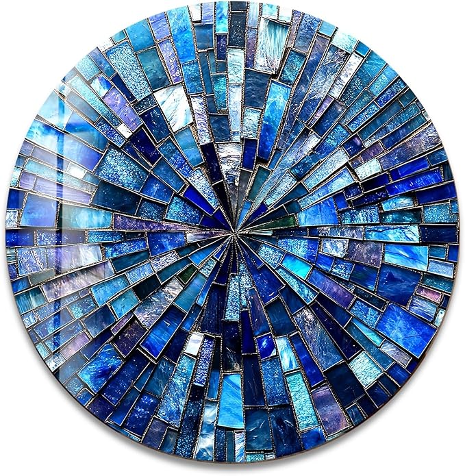 My Photostation.com 39,4''(100cm) Diameter Radiant Mosaic Burst Round Glass Wall Art Tempered Glass Printing Wall Decor Large Wall Art Wall Hangings