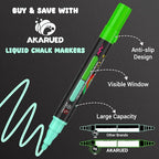 AKARUED Chalk Markers for Blackboard: 16 Colors 8 Pack Dual Tip Liquid Chalk Markers for Chalkboard, Calendar Menu Board Erasable Chalk Pens for Glass, Mirrors, Wedding Sign, Car Windows Decorations