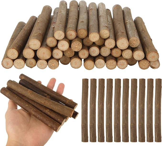 100 Pack 6 inch Wood Sticks - Wooden Sticks for Crafts - 0.4-0.6 Inch in Diameter Natural Twigs Sticks for DIY Rustic Home Decor School Projects