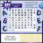 221 Pcs Bulletin Board Letters Round Alphabet Number Punctuation Symbol Combo Letter Cutouts Classroom Decoration for School Classroom Chalkboard Poster Board(Space Round)