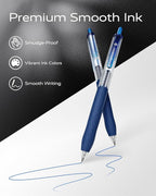 0.5mm Gel Pens Fine Point Smooth Writing Pens, 12PCS Blue Ink Pens, Retractable Leather-Like Blue Gel Pens, Business Gel Pen for Journaling, Writing, School, Office Use (Blue)
