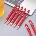 12 PCS 2 in 1 Stylus Ballpoint Pen with Stylus Tip, 1.0 mm Black Ink Metal Pen Stylus Pen for Touch Screens (All Red)
