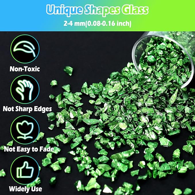 Matio 12 Colors Crushed Glass Irregular Glitter, 4.23oz/ 120g Crushed Broken Glass Sprinkle Chips for Resin Epoxy Jewelry DIY,Shattered Crystal Flakes Sequins for Nail Art Decor Phone Case Vase Filler