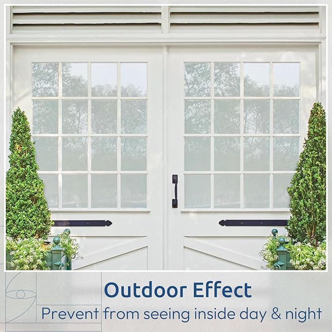 rabbitgoo Window Privacy Film, Non-Adhesive Frosted Glass Window Film for Bathroom, Static Cling Heat Blocking Stickers for Home Indoor Opaque Frosting Coverings House Tint, Matte White 23.6" x 157"