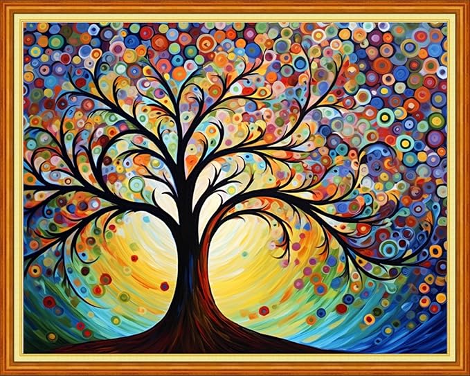 DMCVIVR Stamped Cross Stitch Kits for Adults Beginners Embroidery Kits 11CT Needlepoint Kits Cross Stitch Patterns Embroidery Patterns&Magic Moon Tree 16x20 inch
