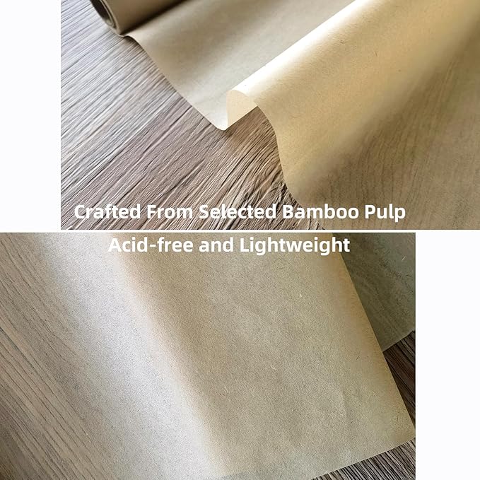 MLNSUNNY 9.4" x 787" Antiqued Tea Bag Paper Roll - Wet Strength Tissue for DIY Art, Tracing, Collage, Book Binding Repair | Handmade Lanterns & Cyanotype | Vintage Craft Decorative Paper