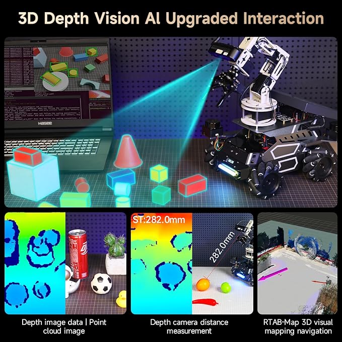 Yahboom Jetson Orin Nano 8GB ROS2 AI Robot Kit Large AI Model Supports 3D Mapping Navigation, Movelt Simulation, AI Vision, App Control