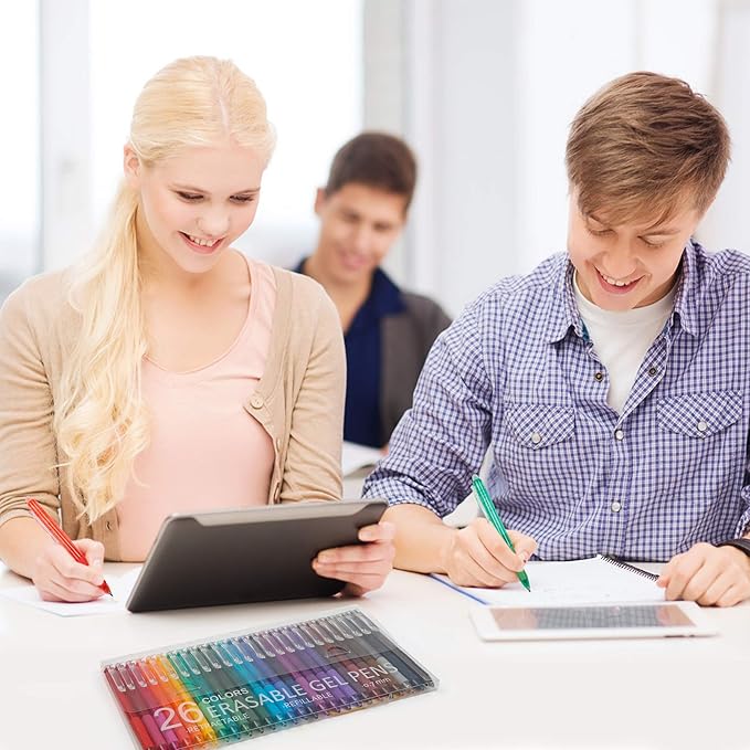 Vanstek 26 Colors Erasable Gel Pens, Retractable Erasable Pens Clicker, Fine Point(0.7), Make Mistakes Disappear, Premium Comfort Grip for Drawing Writing Planner and School Supplies