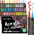 Betem 60 Colors Dual Tip Acrylic Paint Pens Markers, Premium Acrylic Paint Pens for Halloween Decorations, Wood, Canvas, Stone, Rock Painting, Glass, Ceramic Surfaces, Pumpkin Painting Kit DIY Crafts