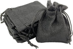 Palmhomee Pack of 25 Burlap Gift Bags with Drawstring Linen Jewelry Pouches Wedding Hessian Jute Bags for Birthday Jewelry and Treat Pouches Party Wedding Favors Gift Art and DIY Craft (2.8x3.6 Inch, Black)