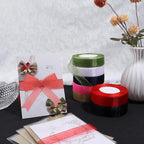 Red Ribbon for Gift Wrapping, 1 inch 50Yard Sheer Organza Tulle Ribbon for Flower Bouquet, Red Gifts Wrap Chiffon Ribbons for Hair, Craft, Wedding, Valentines Day, Mothers Day, Christmas