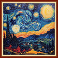 Magxvouy Cross Stitch Kits Stamped Full Range of Embroidery Kits,Cross Stitch Patterns Needlework Kits for Beginners 11CT Printed Kits&Van Gogh Starry Sky 18x18 inch