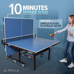JOOLA Inside Professional MDF Indoor Ping Pong Table with Quick Clamp Table Tennis Net and Post Set - 10 Minute Easy Assembly - Tournament Quality - Foldable with Single Player Playback Mode