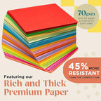 HPST Origami Paper - 1100 Sheets - Double Sided 6x6 inches Origami Squares for kids - 15 Vibrant Colors - Easy Fold Papers for Arts & Crafts