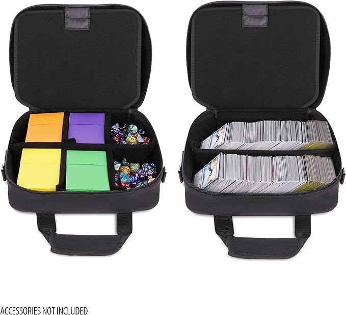 USA Gear Card Deck Storage Bag Compatible with TCG and CCG Deck Games - Card Protector Bag with Padded Shoulder Strap, Customizable Interior, Weather Resistant - Fits Boxes and Loose Cards - Black