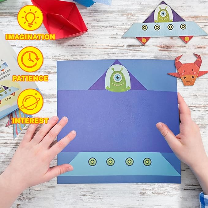Craft Origami Paper for Kids,204 Sheets Colorful Folding Paper with 72 Patterns and Guiding Book Art Projects Kit for 5-12 Years Old Girl Boy Teen Birthday Christmas Present Preschool Educationa