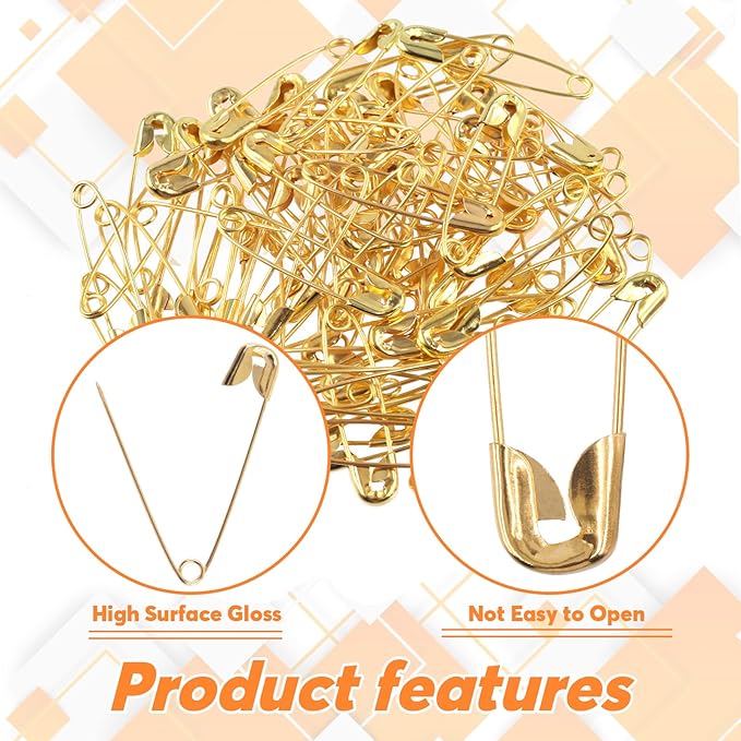 960Pcs Safety Pins Assorted 6 Sizes Variety Pack Large and Small Metal Safety Pin Gold Silver Black for Clothing Art Crafts Sewing Quilting Jewelry Making