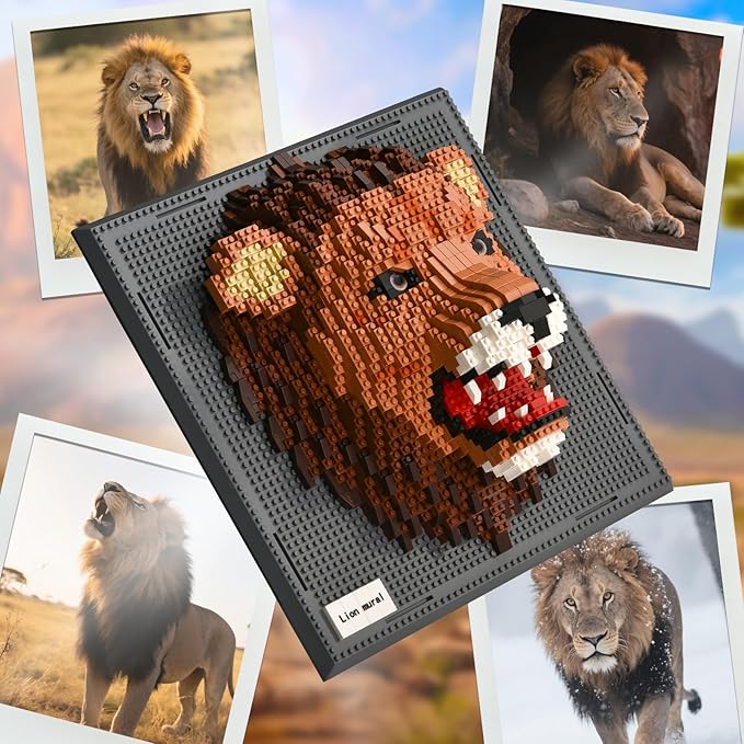 BNG Wall Art Lion Building Blocks Sets(1849PCS),A Wall Decor Set for Adults Who Love Creative Hobbies-Gift Toy for Adults