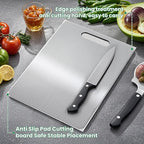 100% Pure Titanium Cutting Board - 18x12 Inch Non-Slip Kitchen Chopping Board, Dishwasher Safe, Scratch Resistant, Easy to Clean, Durable & Hygienic for Meat, Vegetables, and Fruits