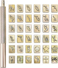 Yoption 37 Pieces Leathercarft Stamping Tool Set, 26 Letters Alphabet & 10 Patterns Stamping Tool 6mm +1 Stamping Handle for Leather Craft