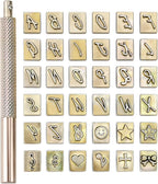 Yoption 37 Pieces Leathercarft Stamping Tool Set, 26 Letters Alphabet & 10 Patterns Stamping Tool 6mm +1 Stamping Handle for Leather Craft