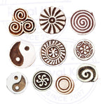 Textile Wood Blocks Original Small Round Shape Printing Stamps (Set of 10) Htag2152