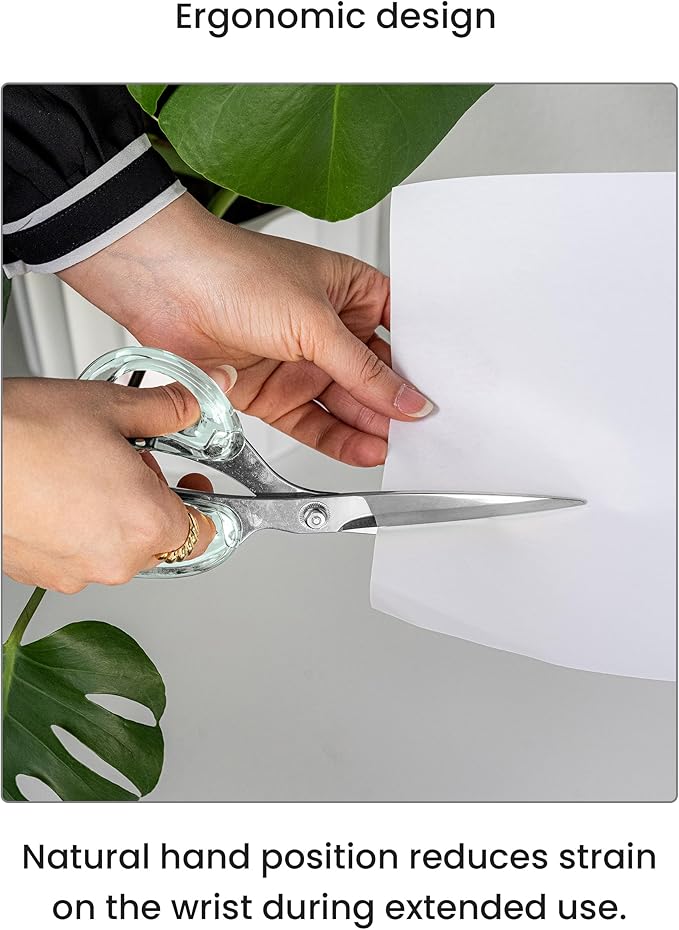 OfficeGoods 9” Stainless Steel Acrylic Scissors for Office and Home - Aesthetic and Sharp All Purpose Scissors, Perfect for Sewing, Arts and Crafts - Silver